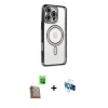 MARSİLYAN™- iPhone 16 Pro Kılıf Zirve Doku Prime - Siyah 3D Antistatik Seramik Nano Ekran Koruyucu + Raze Metal Kamera Lens - CLTM