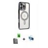 MARSİLYAN™- iPhone 16 Pro Kılıf Zirve Doku Prime - Siyah 3D Antistatik Seramik Nano Ekran Koruyucu + Raze Metal Kamera Lens - SH