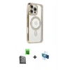 MARSİLYAN™- iPhone 16 Pro Kılıf Zirve Doku Prime - Siyah 3D Antistatik Seramik Nano Ekran Koruyucu + Raze Metal Kamera Lens - SH
