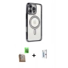 MARSİLYAN™- iPhone 16 Pro Kılıf Zirve Doku Prime - Siyah Bilvis 0.18mm Plus Cam Ekran Koruyucu + Raze Metal Kamera Lens - CLTM