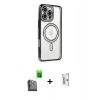 MARSİLYAN™- iPhone 16 Pro Kılıf Zirve Doku Prime - Siyah Bilvis 0.18mm Plus Cam Ekran Koruyucu + Raze Metal Kamera Lens - SH