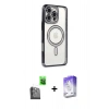 MARSİLYAN™- iPhone 16 Pro Kılıf Zirve Doku Prime - Siyah Bilvis 5in1 3D Magic Cam Ekran Koruyucu + Raze Metal Kamera Lens - SH