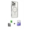 MARSİLYAN™- iPhone 16 Pro Kılıf Zirve Doku Prime - Siyah Bilvis 5in1 5D Magic Hayalet Cam Ekran Koruyucu + Raze Metal Kamera Lens - SH