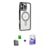MARSİLYAN™- iPhone 16 Pro Kılıf Zirve Doku Prime - Siyah Bilvis 5in1 5D Magic Hayalet Cam Ekran Koruyucu + Raze Metal Kamera Lens - SH