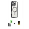 MARSİLYAN™- iPhone 16 Pro Kılıf Zirve Doku Prime - Siyah Buffer Cam Ekran Koruyucu + Raze Metal Kamera Lens - SH