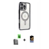 MARSİLYAN™- iPhone 16 Pro Kılıf Zirve Doku Prime - Siyah Buffer Hayalet Cam Ekran Koruyucu + Raze Metal Kamera Lens - SH