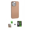 MARSİLYAN™- iPhone 16 Pro Kılıf Zirve Modern Prime - Şeffaf 360 Full Body Arka Koruyucu + Çöl Titanyum Raze Metal Kamera Lens
