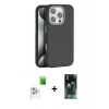 MARSİLYAN™- iPhone 16 Pro Kılıf Zirve Modern Prime - Siyah 360 Mat Full Body Arka Koruyucu + Raze Metal Kamera Lens - BZ