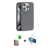 MARSİLYAN™- iPhone 16 Pro Kılıf Zirve Modern Prime - Siyah 3D Antistatik Cam Ekran Koruyucu + Raze Metal Kamera Lens - CLTM
