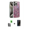 MARSİLYAN™- iPhone 16 Pro Kılıf Zirve Modern Prime - Siyah 3D Antistatik Hayalet Cam Ekran Koruyucu + Raze Metal Kamera Lens - SH