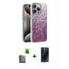 MARSİLYAN™- iPhone 16 Pro Kılıf Zirve Modern Prime - Siyah 3D Antistatik Hayalet Cam Ekran Koruyucu + Raze Metal Kamera Lens - SH