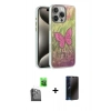 MARSİLYAN™- iPhone 16 Pro Kılıf Zirve Modern Prime - Siyah 3D Antistatik Hayalet Cam Ekran Koruyucu + Raze Metal Kamera Lens - SH