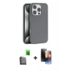MARSİLYAN™- iPhone 16 Pro Kılıf Zirve Modern Prime - Siyah 3D Antistatik Mat Seramik Nano Ekran Koruyucu + Raze Metal Kamera Lens - SH