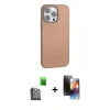 MARSİLYAN™- iPhone 16 Pro Kılıf Zirve Modern Prime - Siyah 3D Antistatik Mat Seramik Nano Ekran Koruyucu + Raze Metal Kamera Lens - SH