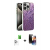 MARSİLYAN™- iPhone 16 Pro Kılıf Zirve Modern Prime - Siyah 3D Antistatik Mat Seramik Nano Ekran Koruyucu + Raze Metal Kamera Lens - BZ