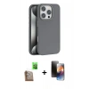 MARSİLYAN™- iPhone 16 Pro Kılıf Zirve Modern Prime - Siyah 3D Antistatik Mat Seramik Nano Ekran Koruyucu + Raze Metal Kamera Lens - CLTM