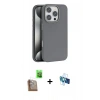 MARSİLYAN™- iPhone 16 Pro Kılıf Zirve Modern Prime - Siyah 3D Antistatik Seramik Nano Ekran Koruyucu + Raze Metal Kamera Lens - CLTM
