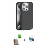 MARSİLYAN™- iPhone 16 Pro Kılıf Zirve Modern Prime - Siyah 3D Antistatik Seramik Nano Ekran Koruyucu + Raze Metal Kamera Lens - CLTM