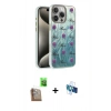 MARSİLYAN™- iPhone 16 Pro Kılıf Zirve Modern Prime - Siyah 3D Antistatik Seramik Nano Ekran Koruyucu + Çöl Titanyum Raze Metal Kamera Lens