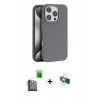 MARSİLYAN™- iPhone 16 Pro Kılıf Zirve Modern Prime - Siyah 3D Antistatik Seramik Nano Ekran Koruyucu + Raze Metal Kamera Lens - SH
