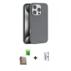 MARSİLYAN™- iPhone 16 Pro Kılıf Zirve Modern Prime - Siyah Bilvis 0.18mm Plus Cam Ekran Koruyucu + Raze Metal Kamera Lens - CLTM