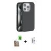 MARSİLYAN™- iPhone 16 Pro Kılıf Zirve Modern Prime - Siyah Bilvis 0.18mm Plus Cam Ekran Koruyucu + Raze Metal Kamera Lens - CLTM