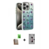 MARSİLYAN™- iPhone 16 Pro Kılıf Zirve Modern Prime - Siyah Bilvis 3D Mat Cam Ekran Koruyucu + Çöl Titanyum Raze Metal Kamera Lens