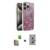 MARSİLYAN™- iPhone 16 Pro Kılıf Zirve Modern Prime - Siyah Bilvis 3D Mat Cam Ekran Koruyucu + Çöl Titanyum Raze Metal Kamera Lens
