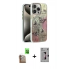 MARSİLYAN™- iPhone 16 Pro Kılıf Zirve Modern Prime - Siyah Bilvis 3D Mat Cam Ekran Koruyucu + Çöl Titanyum Raze Metal Kamera Lens