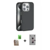 MARSİLYAN™- iPhone 16 Pro Kılıf Zirve Modern Prime - Siyah Bilvis 3D Mat Cam Ekran Koruyucu + Raze Metal Kamera Lens - CLTM