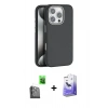MARSİLYAN™- iPhone 16 Pro Kılıf Zirve Modern Prime - Siyah Bilvis 5in1 5D Magic Hayalet Cam Ekran Koruyucu + Raze Metal Kamera Lens - SH