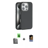 MARSİLYAN™- iPhone 16 Pro Kılıf Zirve Modern Prime - Siyah Buffer Hayalet Cam Ekran Koruyucu + Raze Metal Kamera Lens - SH