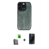 MARSİLYAN™- iPhone 16 Pro Kılıf Zirve Yansıma Serisi - Siyah 3D Antistatik Hayalet Cam Ekran Koruyucu + Raze Metal Kamera Lens - SH