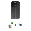 MARSİLYAN™- iPhone 16 Pro Kılıf Zirve Yansıma Serisi - Siyah 3D Antistatik Seramik Nano Ekran Koruyucu + Raze Metal Kamera Lens - CLTM