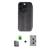 MARSİLYAN™- iPhone 16 Pro Kılıf Zirve Yansıma Serisi - Siyah Bilvis 3D Mat Cam Ekran Koruyucu + Siyah Raze Metal Kamera Lens
