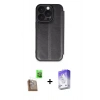 MARSİLYAN™- iPhone 16 Pro Kılıf Zirve Yansıma Serisi - Siyah Bilvis 5in1 3D Magic Cam Ekran Koruyucu + Raze Metal Kamera Lens - CLTM
