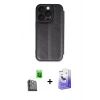 MARSİLYAN™- iPhone 16 Pro Kılıf Zirve Yansıma Serisi - Siyah Bilvis 5in1 5D Magic Hayalet Cam Ekran Koruyucu + Raze Metal Kamera Lens - SH
