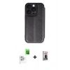MARSİLYAN™- iPhone 16 Pro Kılıf Zirve Yansıma Serisi - Siyah Bilvis Hayalet Cam Ekran Koruyucu + Raze Metal Kamera Lens - BZ