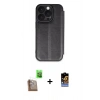 MARSİLYAN™- iPhone 16 Pro Kılıf Zirve Yansıma Serisi - Siyah Buffer Hayalet Cam Ekran Koruyucu + Raze Metal Kamera Lens - CLTM