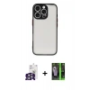 MARSİLYAN™- iPhone 16 Pro Max Kılıf Ahenk Çizgi Serisi - Şeffaf 360 Full Body Arka Koruyucu + Bilvis Titan Kamera Lens - GS