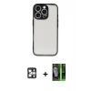MARSİLYAN™- iPhone 16 Pro Max Kılıf Ahenk Çizgi Serisi - Şeffaf 360 Full Body Arka Koruyucu + Gümüş PVD Metal Kamera Lens