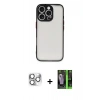 MARSİLYAN™- iPhone 16 Pro Max Kılıf Ahenk Çizgi Serisi - Şeffaf 360 Full Body Arka Koruyucu + Pers Alüminyum Kamera Lens - GS