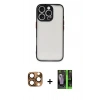 MARSİLYAN™- iPhone 16 Pro Max Kılıf Ahenk Çizgi Serisi - Şeffaf 360 Full Body Arka Koruyucu + Pers Alüminyum Kamera Lens - CLTM