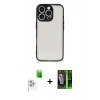 MARSİLYAN™- iPhone 16 Pro Max Kılıf Ahenk Çizgi Serisi - Şeffaf 360 Full Body Arka Koruyucu + Raze Metal Kamera Lens - BZ