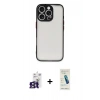MARSİLYAN™- iPhone 16 Pro Max Kılıf Ahenk Çizgi Serisi - Şeffaf Pasifik Cam Ekran Koruyucu + Bilvis Titan Kamera Lens - TMGI