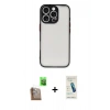 MARSİLYAN™- iPhone 16 Pro Max Kılıf Ahenk Çizgi Serisi - Şeffaf Pasifik Cam Ekran Koruyucu + Raze Metal Kamera Lens - CLTM