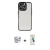 MARSİLYAN™- iPhone 16 Pro Max Kılıf Ahenk Çizgi Serisi - Şeffaf Pasifik Cam Ekran Koruyucu + Pers Alüminyum Kamera Lens - GS