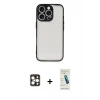 MARSİLYAN™- iPhone 16 Pro Max Kılıf Ahenk Çizgi Serisi - Şeffaf Pasifik Cam Ekran Koruyucu + PVD Metal Kamera Lens - GD