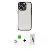 MARSİLYAN™- iPhone 16 Pro Max Kılıf Ahenk Çizgi Serisi - Şeffaf Pasifik Cam Ekran Koruyucu + Raze Metal Kamera Lens - BZ