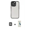 MARSİLYAN™- iPhone 16 Pro Max Kılıf Ahenk Çizgi Serisi - Şeffaf Pasifik Cam Ekran Koruyucu + PVD Metal Kamera Lens - SH